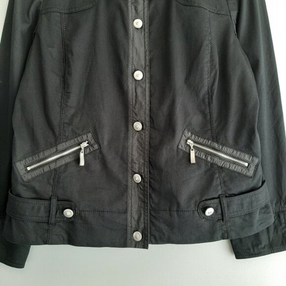 CONRAD C Sparkly Rhinestone Button Down Light Casual Jacket Black Sz 12 Petite - Picture 4 of 14